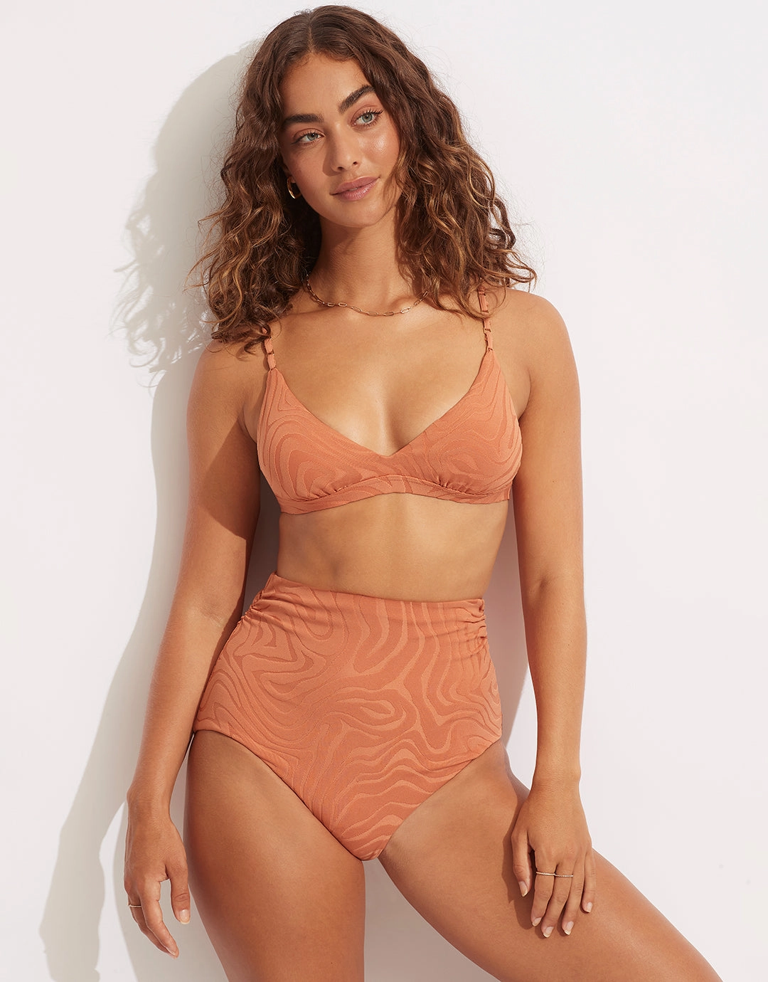 Second Wave Fixed Tri Bikini Top - Copper Tan