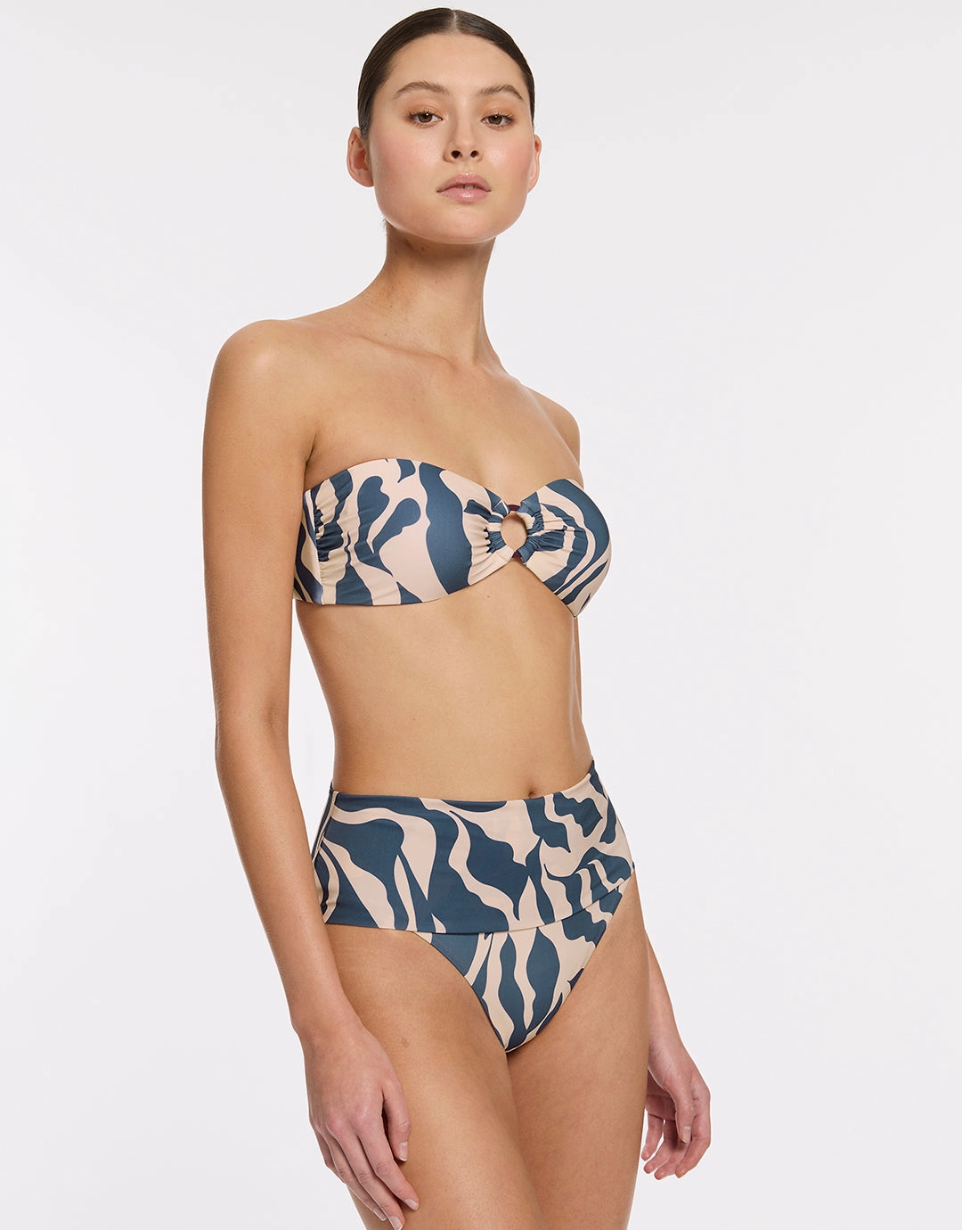 Sereno Ring Bandeau Bikini Top - Steel Blue