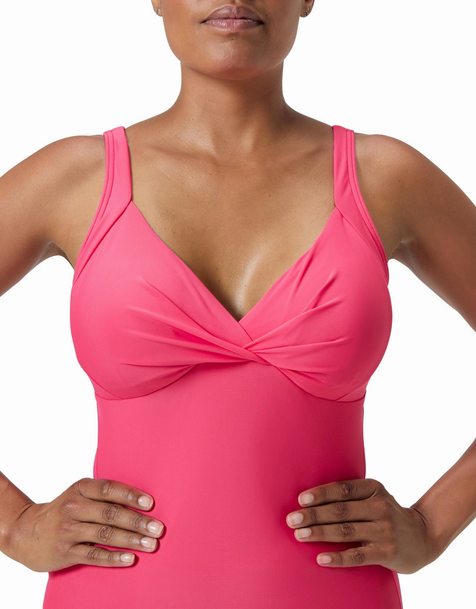 Shaping Cross Knot Swimsuit - Dark Pink