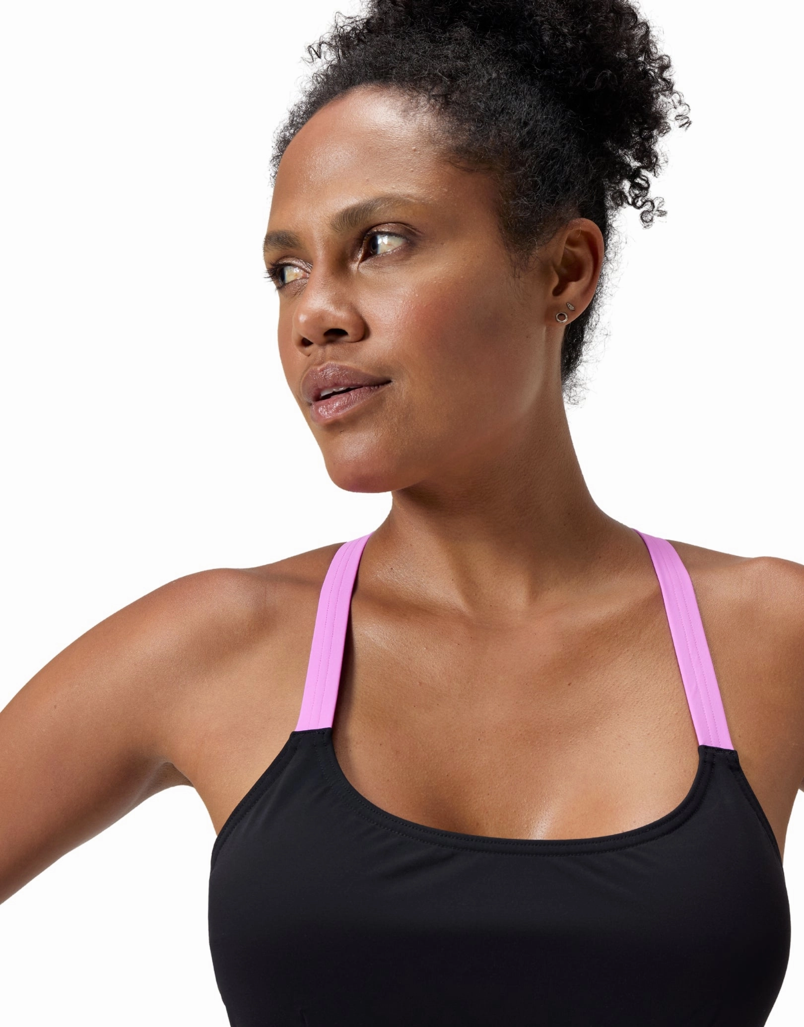 Shaping Crossback Swimsuit - Black/Pink