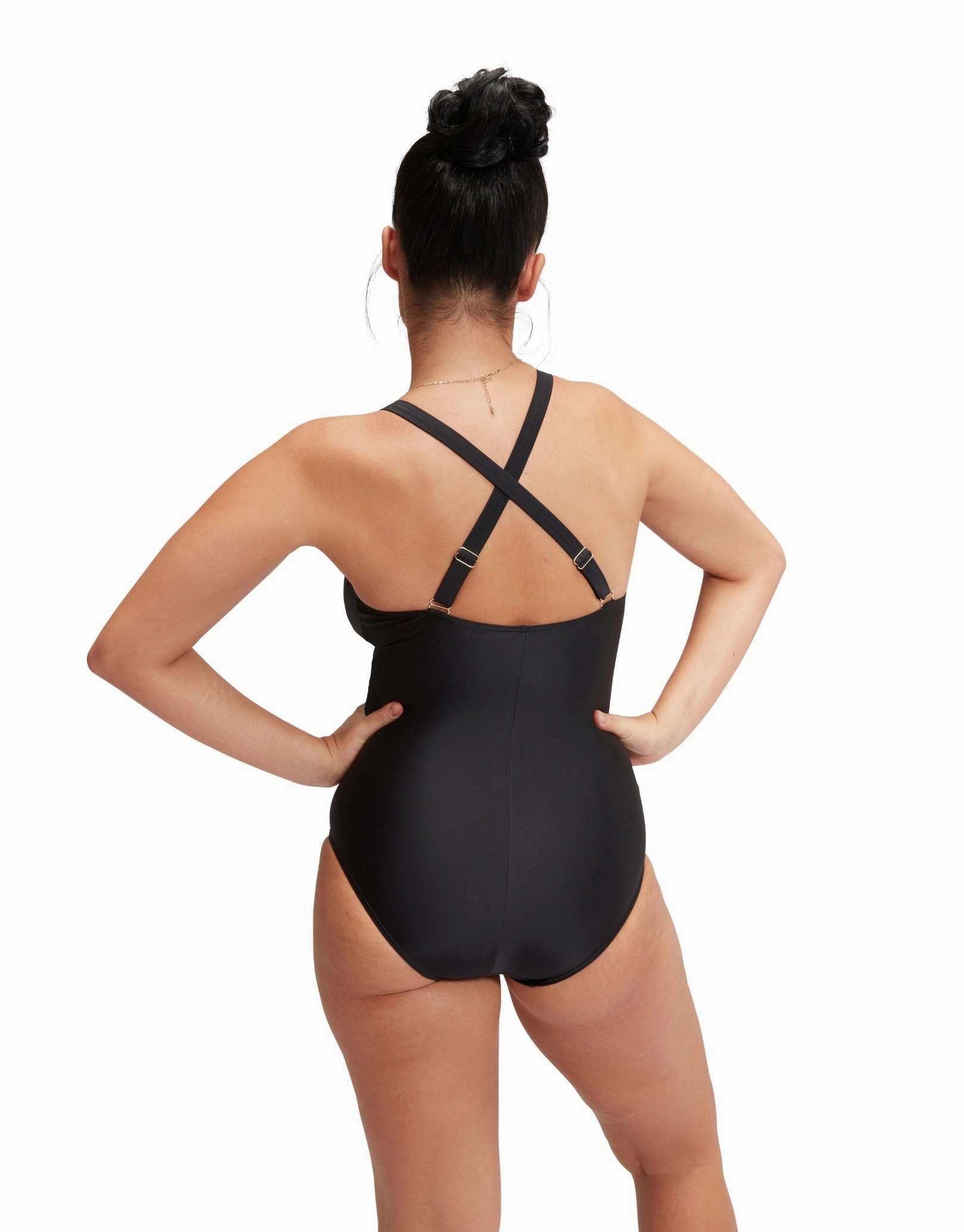 Shaping V Neck Swimsuit - Black