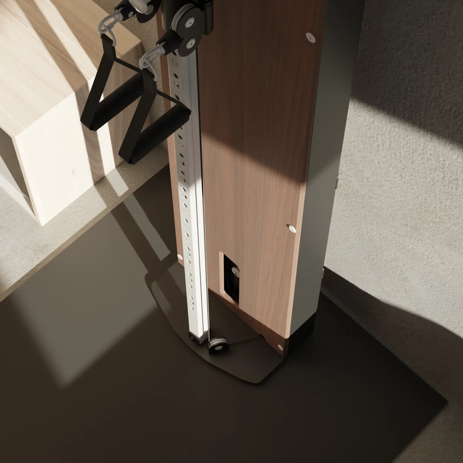Flow 5 Walnut - Free Standing Functional Trainer / Wall Mounted, Indoor Cycling