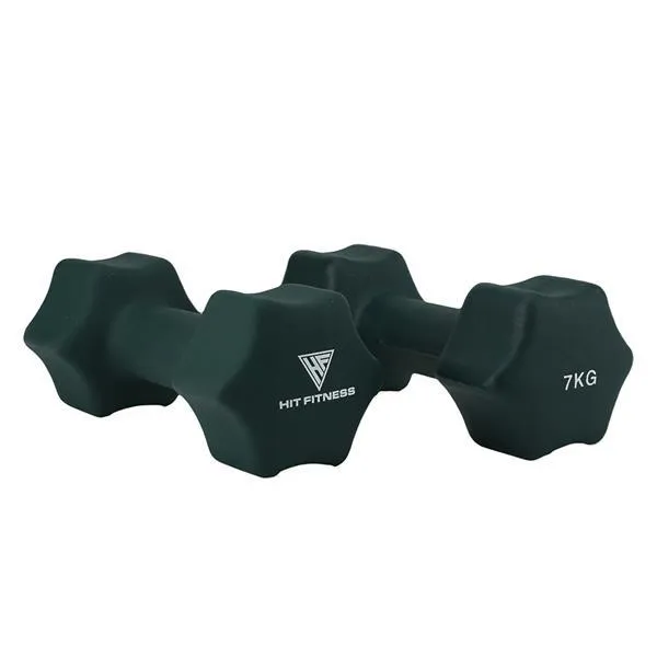 Hit Fitness Neoprene Studio Dumbbells | 7kg Pair, Bodyweight Exercises, Walking Pads