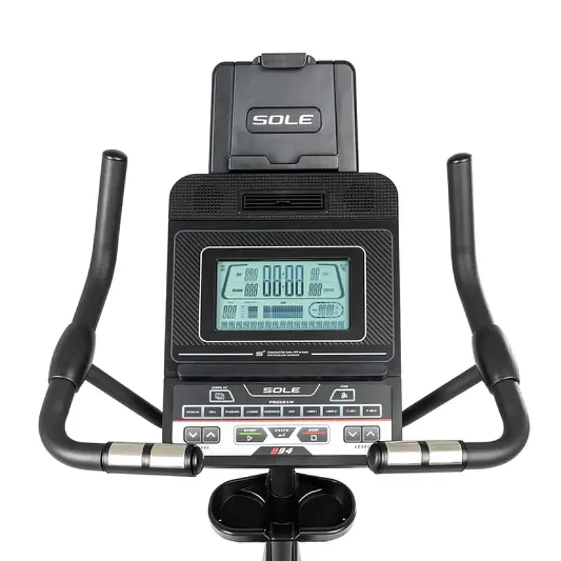 SOLE B94 Upright Bike (2024 NEW), Select Functions, Gym shorts with pockets, Recycled rubber gym flooring
