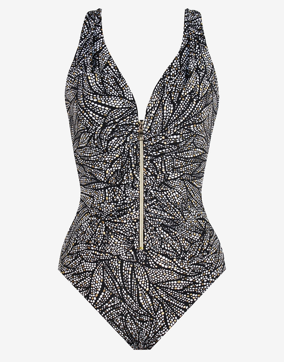 Shore Leave Zipt Swimsuit - Black and White