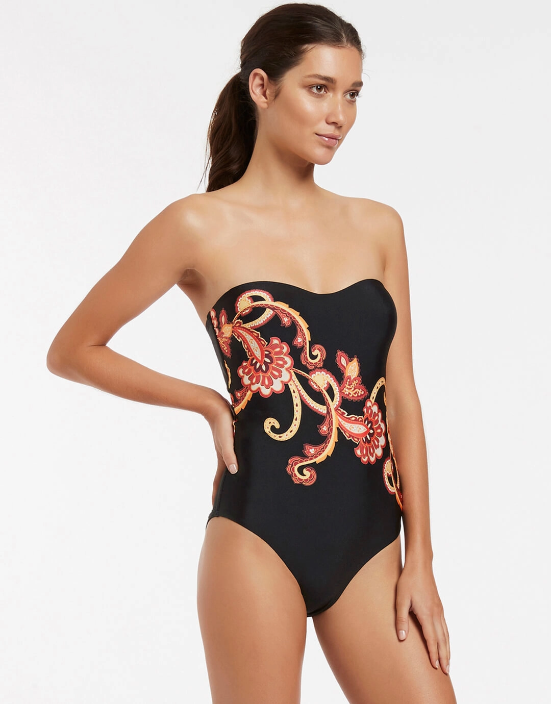 Silk Road Bandeau Swimsuit - Black