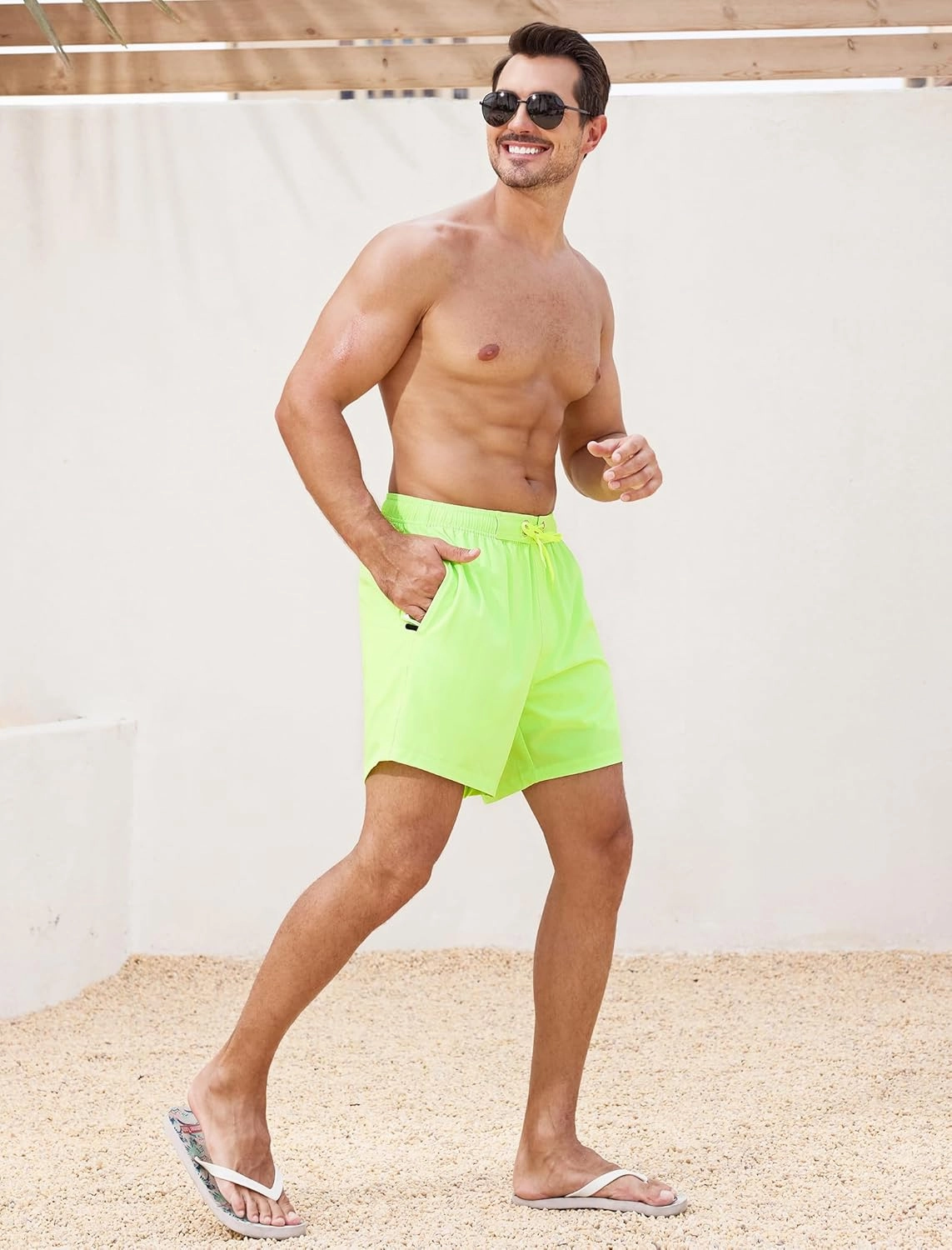 SILKWORLD Mens Swim Trunks 6" Quick Dry Bathing Suit Beach Swimming Shorts with Compression Liner and Zipper Pockets