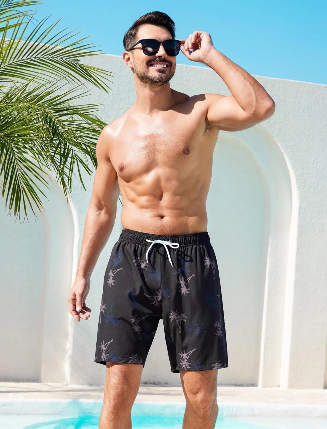 SILKWORLD Mens Swim Trunks Quick Dry Swimming Shorts with Compression Liner and Zipper Pockets