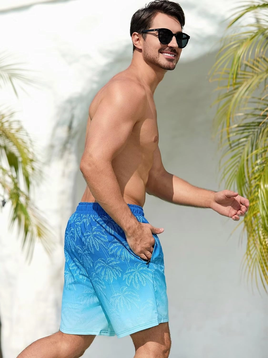 SILKWORLD Mens Swim Trunks Quick Dry Swimming Shorts with Compression Liner and Zipper Pockets