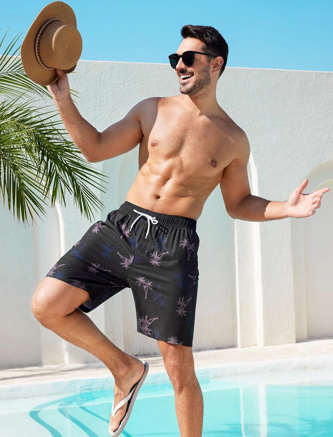 SILKWORLD Mens Swim Trunks Quick Dry Swimming Shorts with Compression Liner and Zipper Pockets