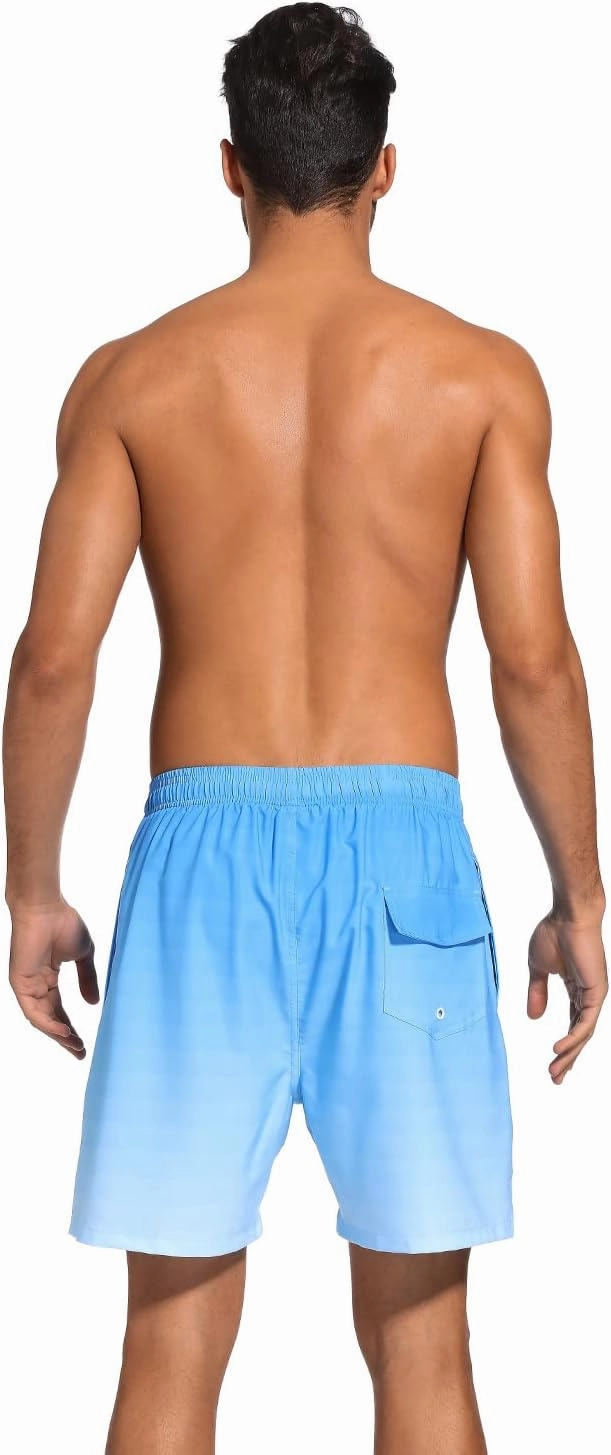 SILKWORLD Mens Swim Trunks with Compression Liner 2 in 1 Quick Dry Bathing Suit Beach Shorts with Zipper Pockets
