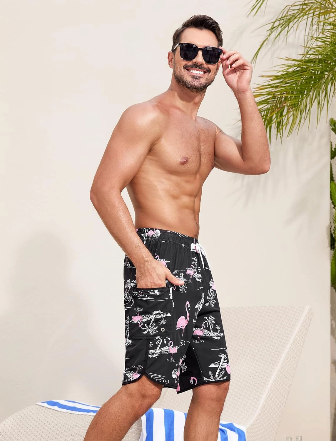SILKWORLD Mens Swim Trunks with Compression Liner 9 Inch Long Bathing Suit 2 in 1 Beach Quick Dry Shorts with Pockets