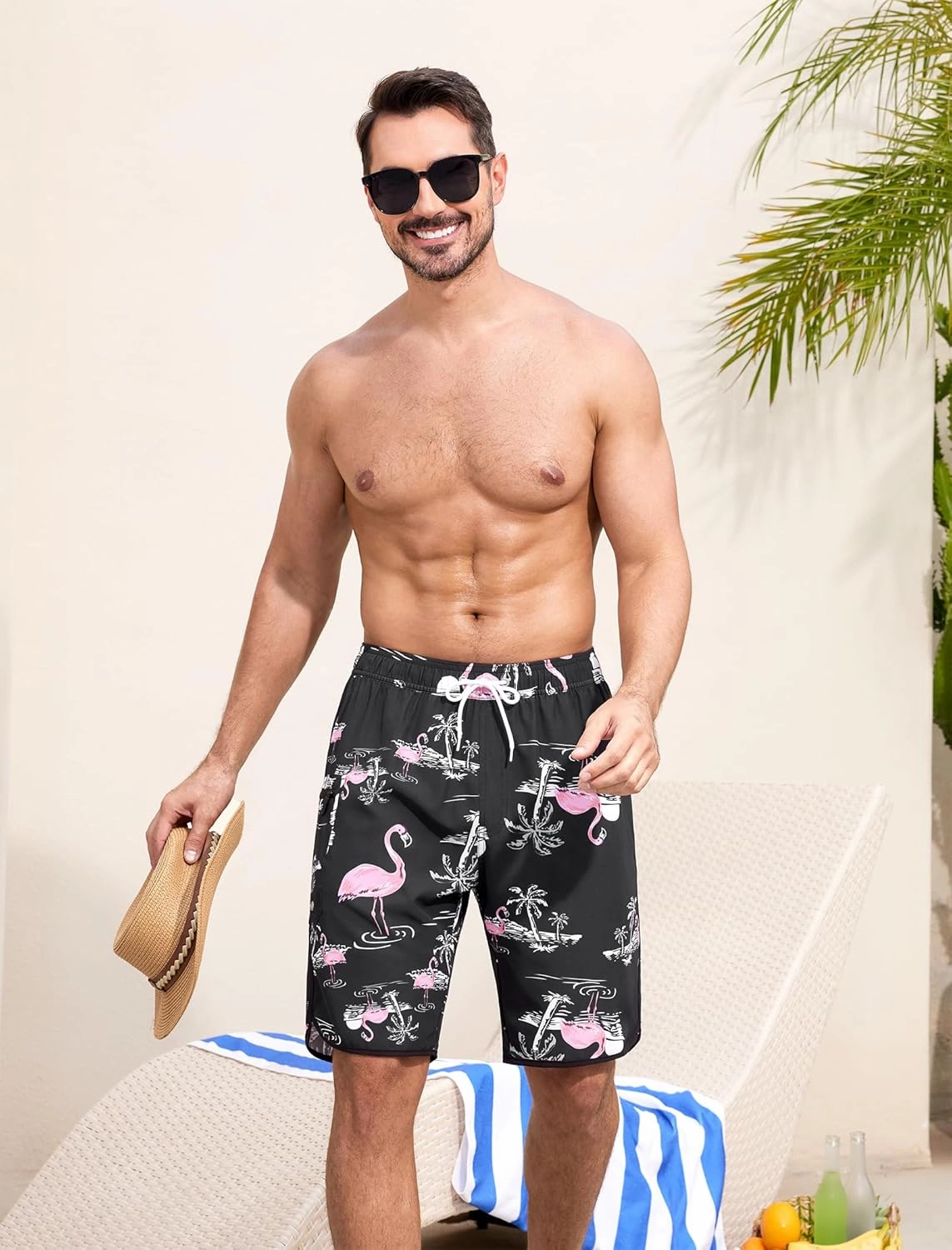 SILKWORLD Mens Swim Trunks with Compression Liner 9 Inch Long Bathing Suit 2 in 1 Beach Quick Dry Shorts with Pockets