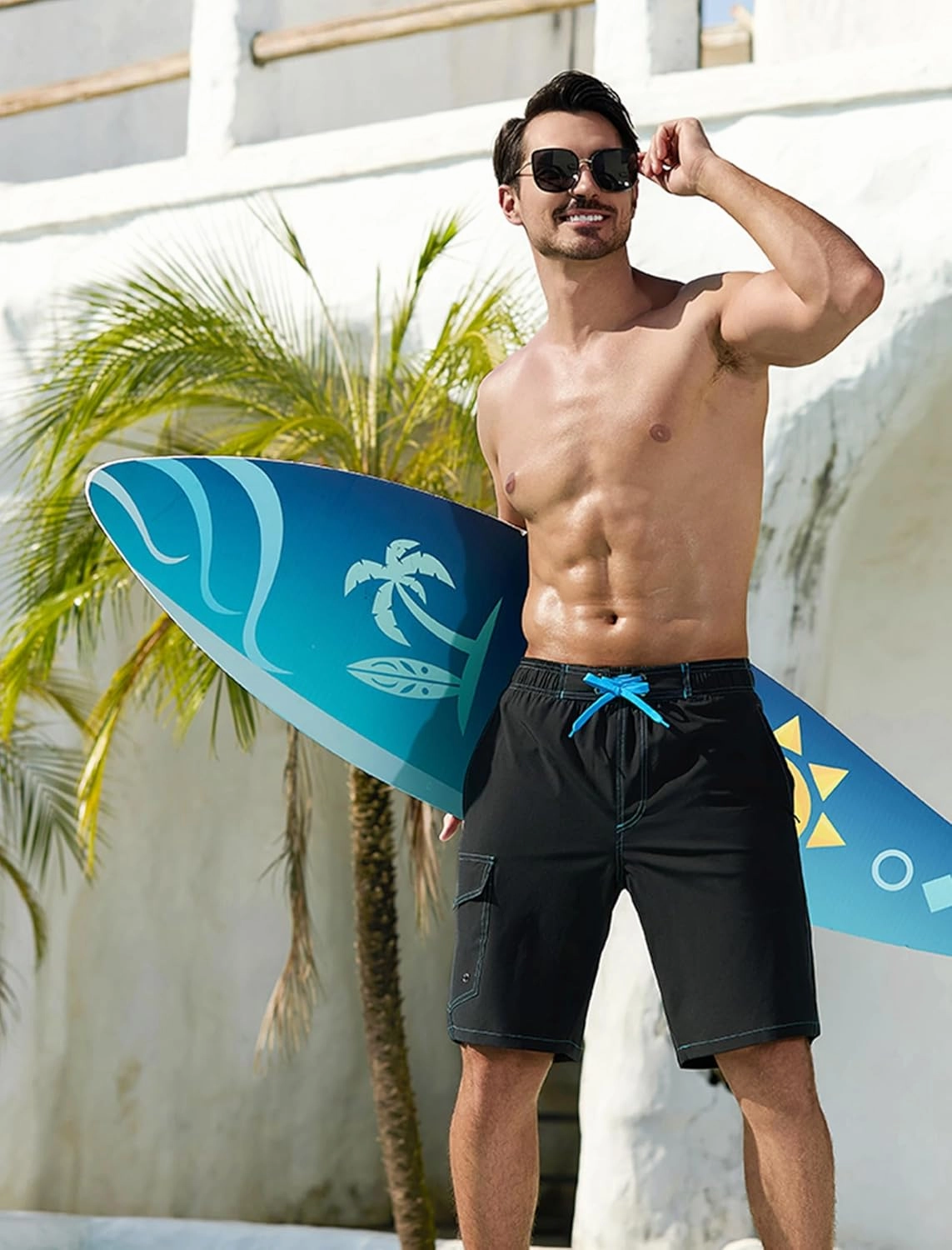SILKWORLD Mens Swim Trunks with Compression Liner Quick-Dry 10" Stretch Beach Shorts