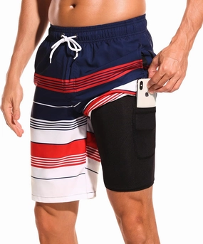 SILKWORLD Mens Swimming Shorts Quick Dry Beach Trunks Swimwear with Mesh Lining