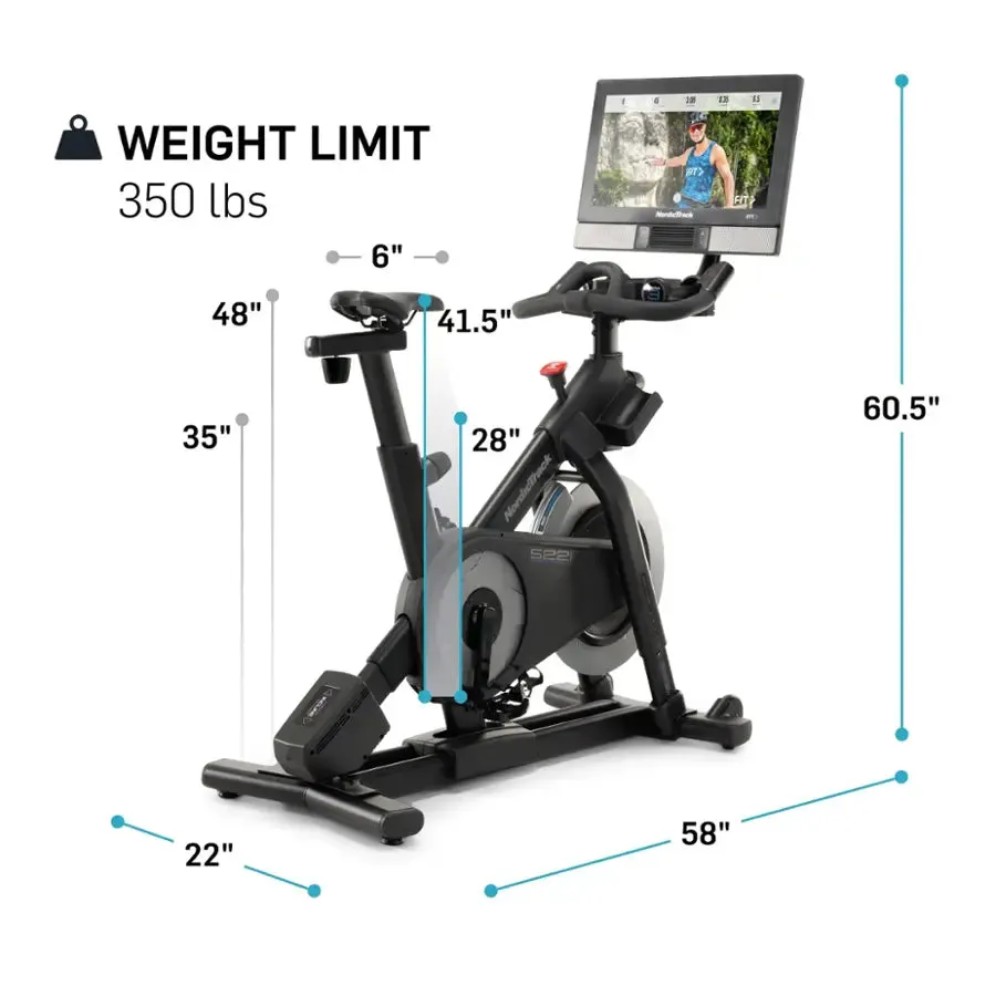 NordicTrack - S22i Studio Bike, Pump Sets, Indoor Bikes, Gym water bottle