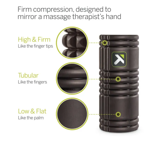 TriggerPoint Grid 1.0 Foam Roller - Black, Yoga Props, Gym bag with shoe compartment