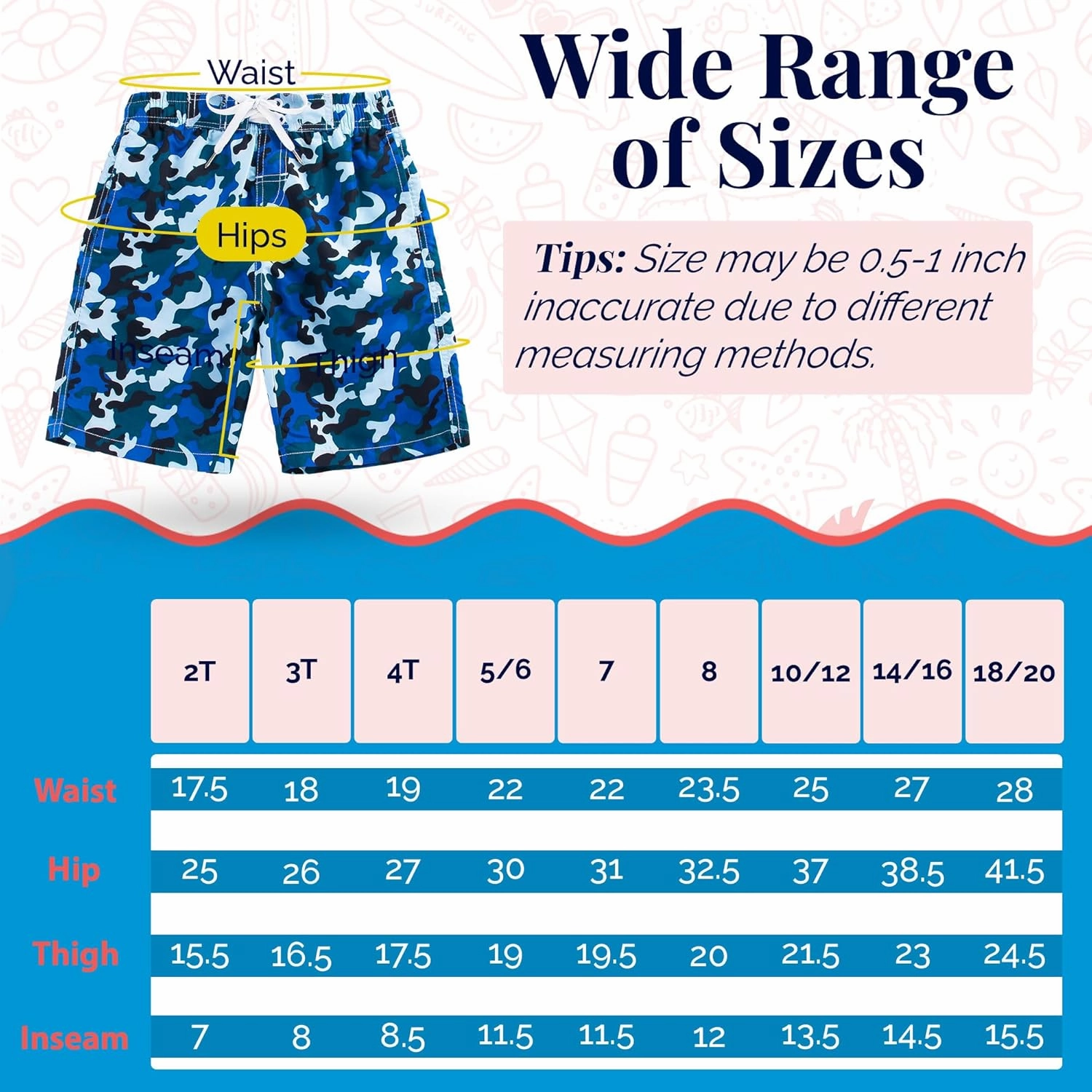 SIX ISLANDS Boys Swim Trunks - Quick-Dry, Comfortable, Ages 5/6 to 18/20 - Fun Patterns, Durable Design Boys Bathing Suit