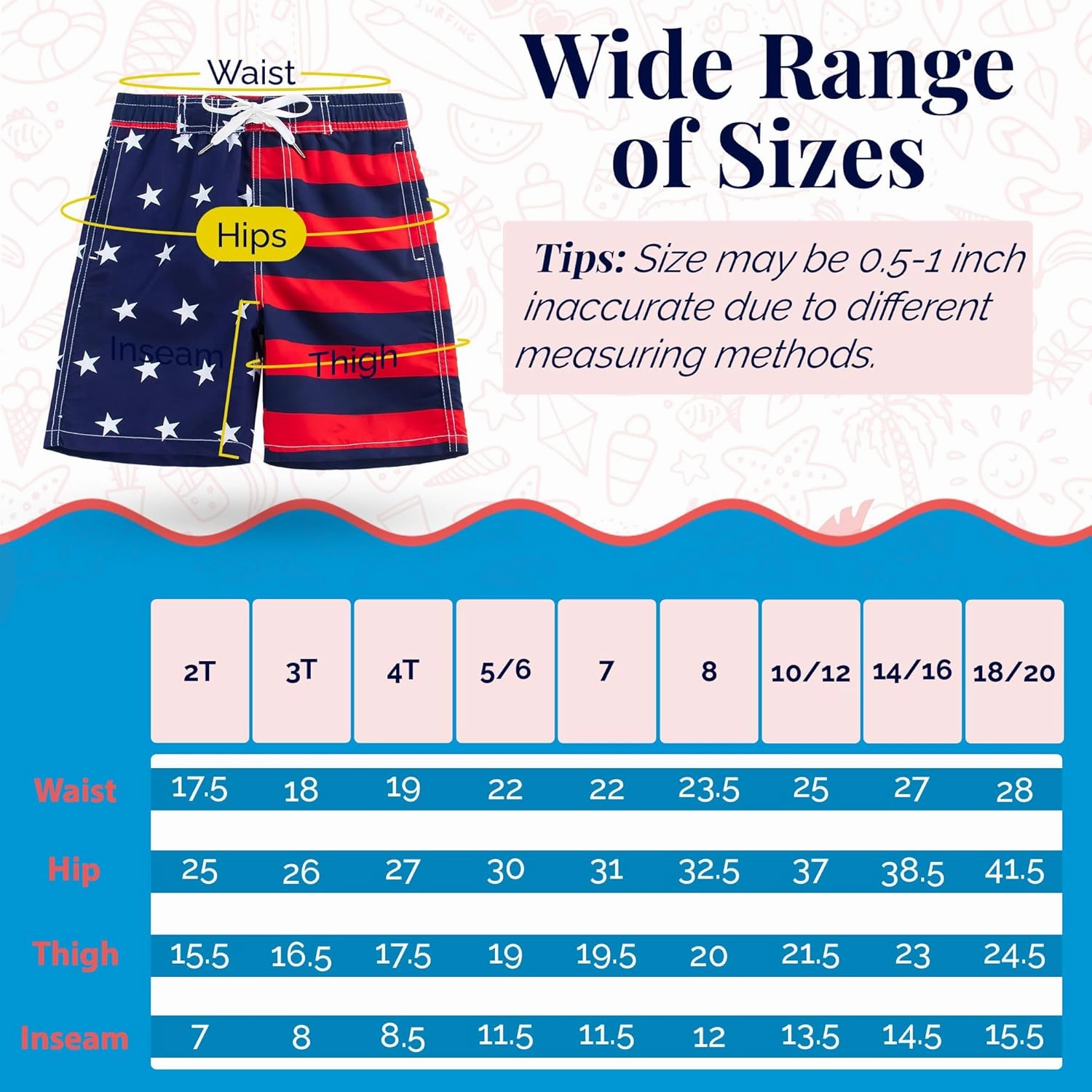 SIX ISLANDS Boys Swim Trunks - Quick-Dry, Comfortable, Ages 5/6 to 18/20 - Fun Patterns, Durable Design Boys Bathing Suit