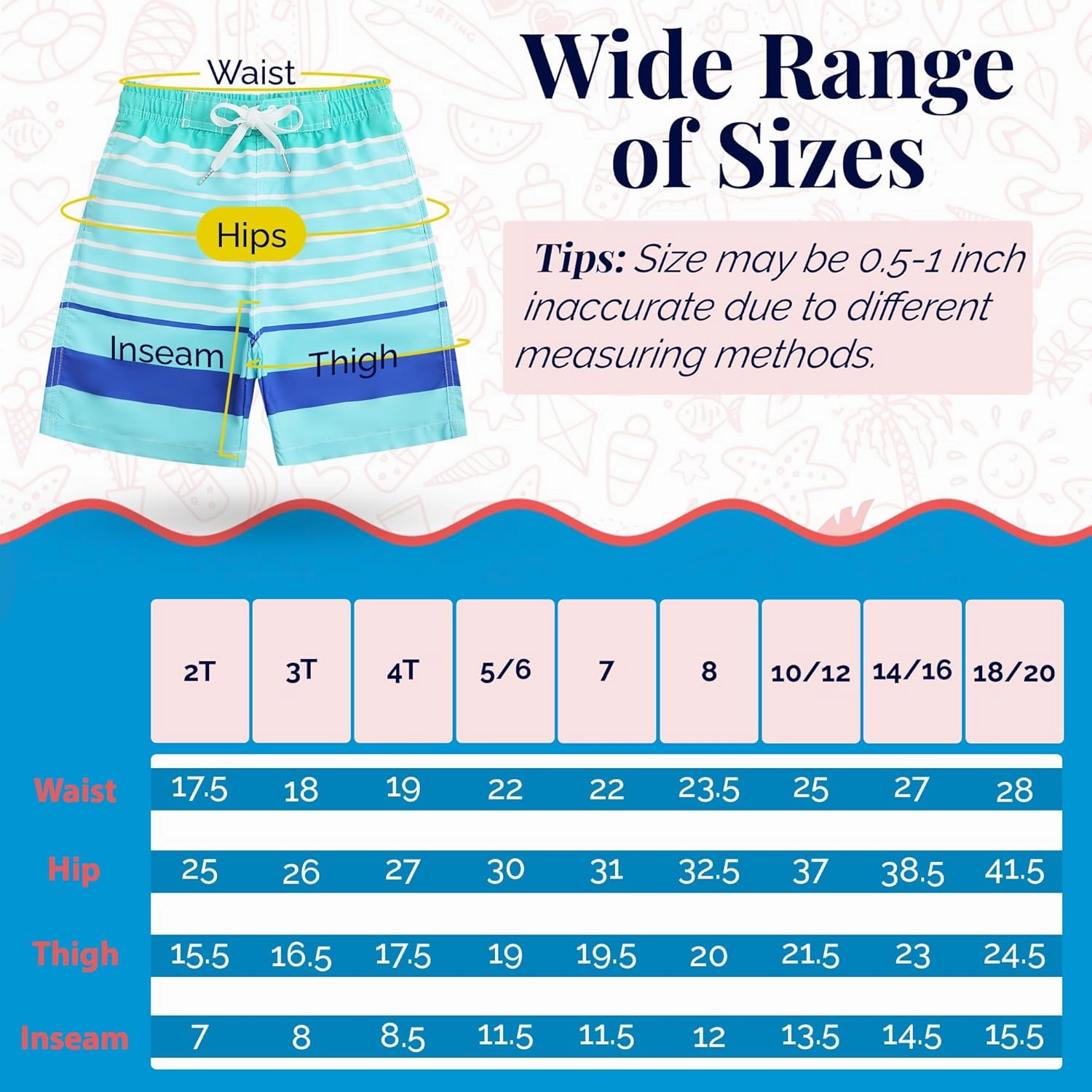 SIX ISLANDS Boys Swim Trunks - Quick-Dry, Comfortable, Ages 5/6 to 18/20 - Fun Patterns, Durable Design Boys Bathing Suit