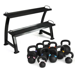 Smart Pick Cast Iron Kettlebell Set 56kg with Storage Rack Grab Yours Now, Olympic Frisbee Rack, Climbing,Battle Ropes, Parallettes for calisthenics