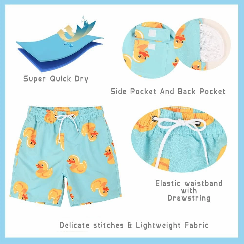 SNOW DREAMS Boys Swim Trunks Quick Dry Swim Shorts Lightweight Bathing Suits Side Pocket