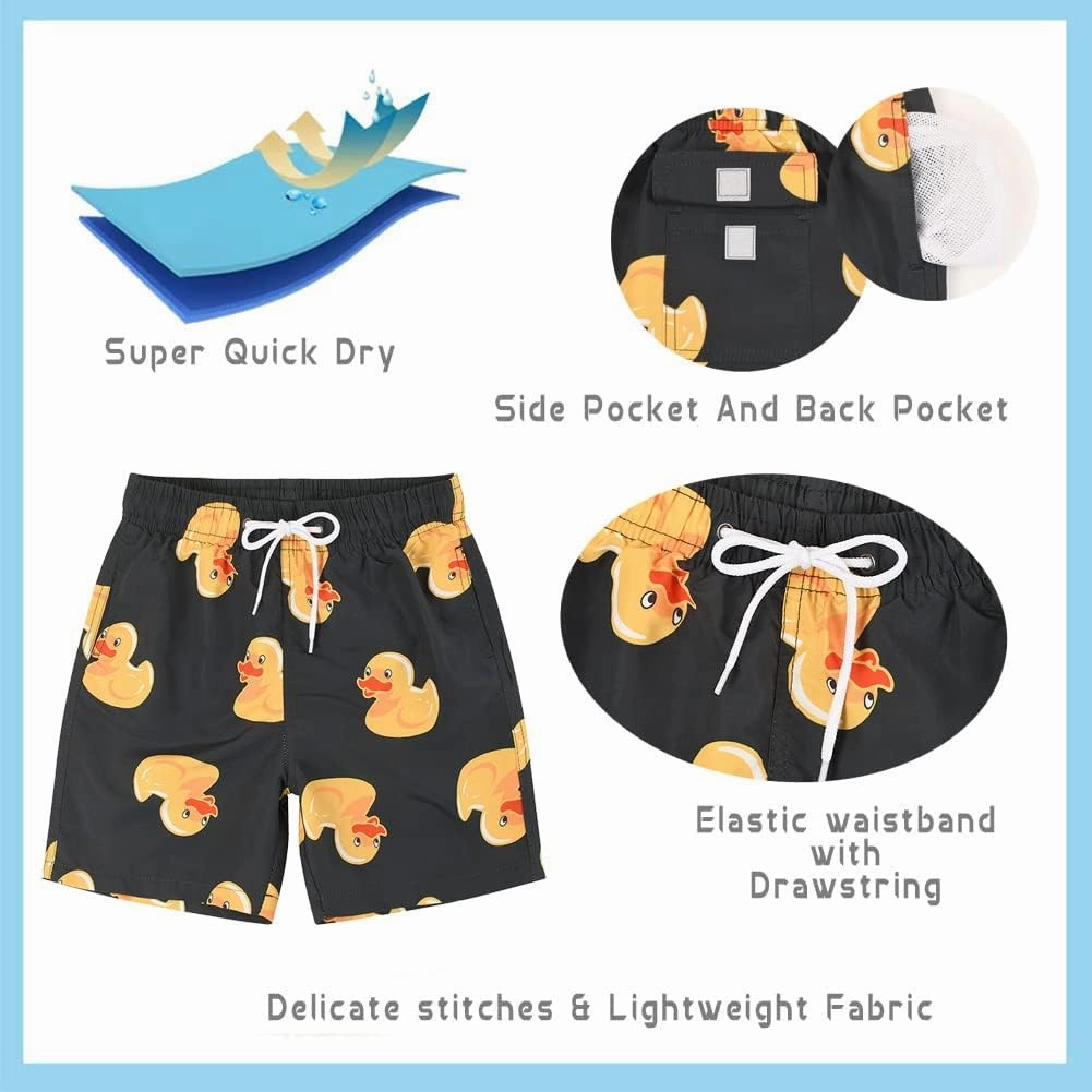 SNOW DREAMS Boys Swim Trunks Quick Dry Swim Shorts Lightweight Bathing Suits Side Pocket