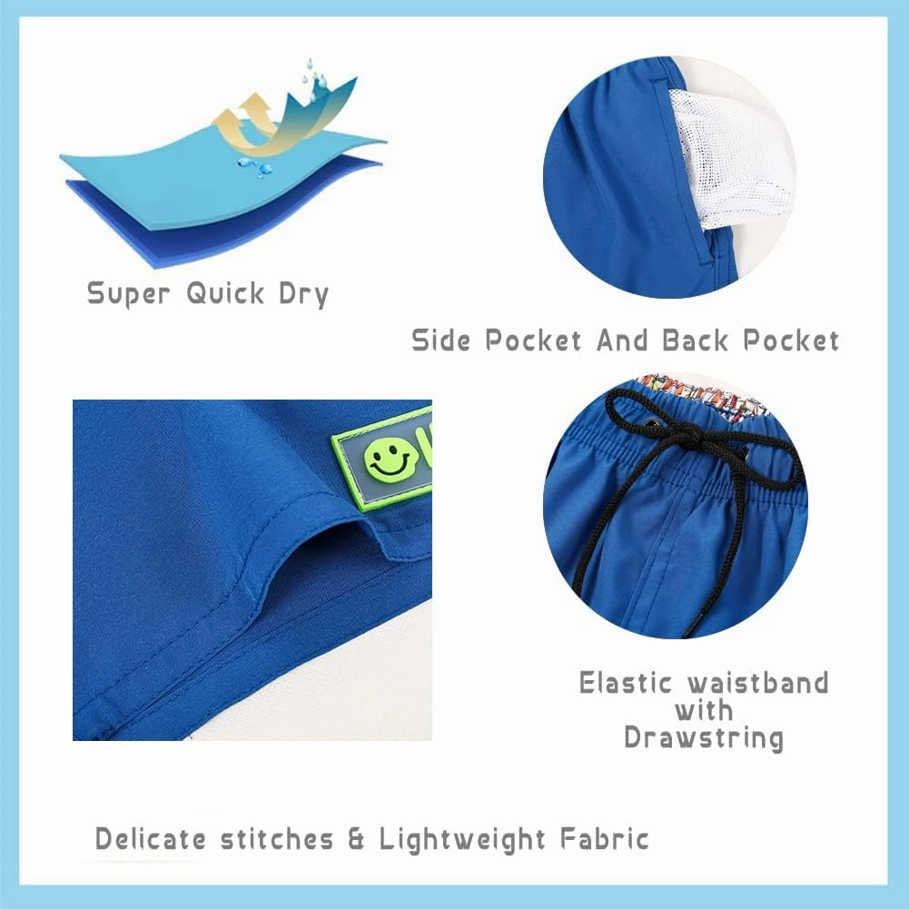 SNOW DREAMS Boys Swim Trunks Quick Dry Swim Shorts Lightweight Bathing Suits with Pocket