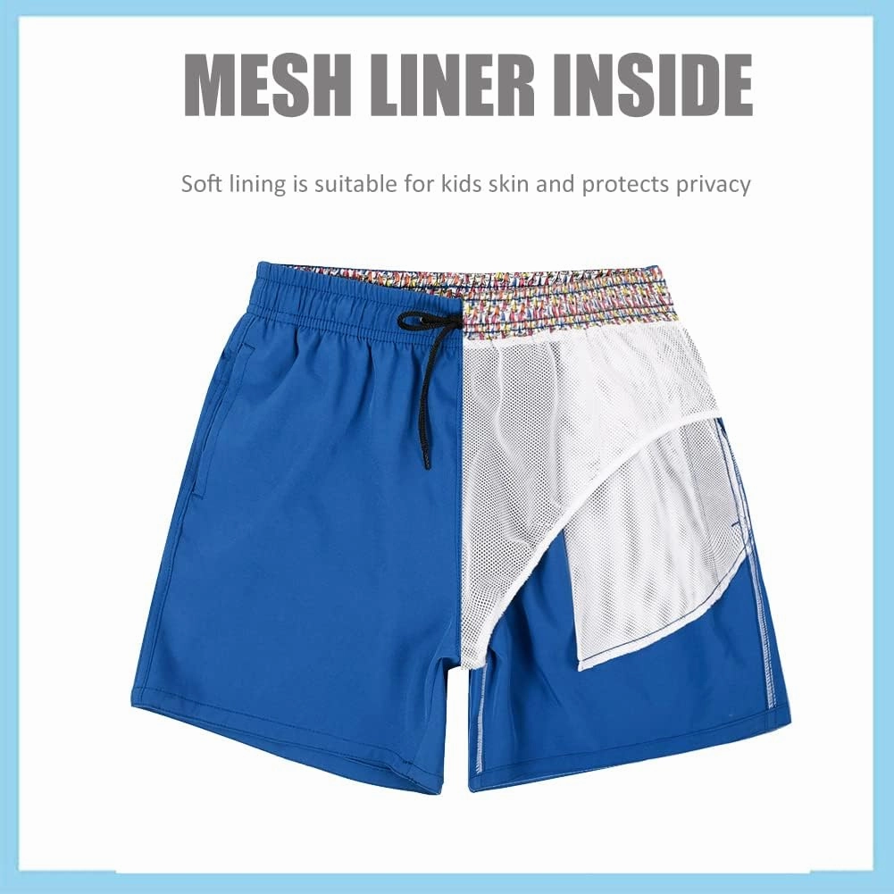 SNOW DREAMS Boys Swim Trunks Quick Dry Swim Shorts Lightweight Bathing Suits with Pocket