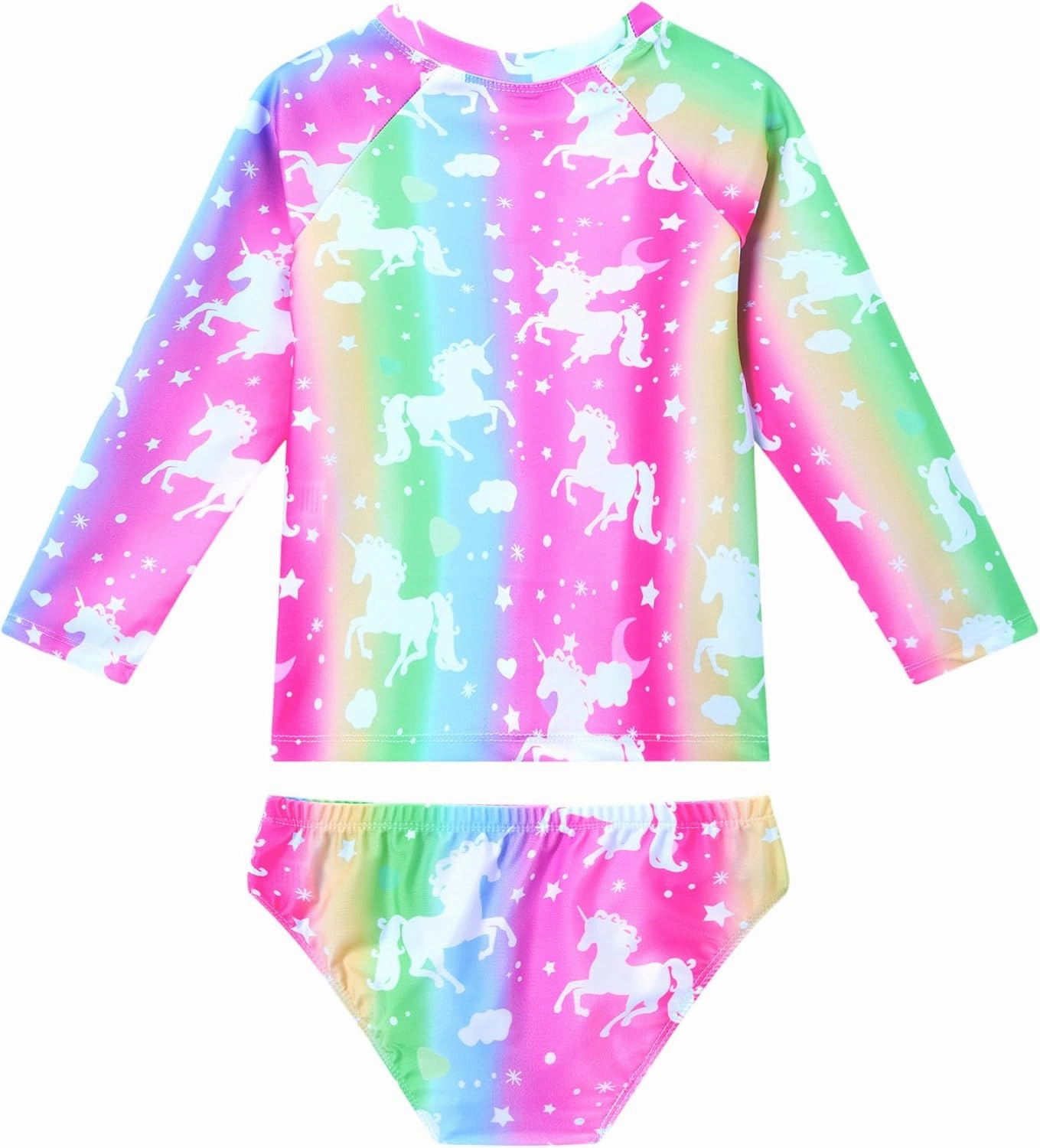 Snowheart Girls Rash Guard Sets Long Sleeves Swimsuit 2 Pieces Tankini Bathing Suit Swimwear for Girls 3-12 Years