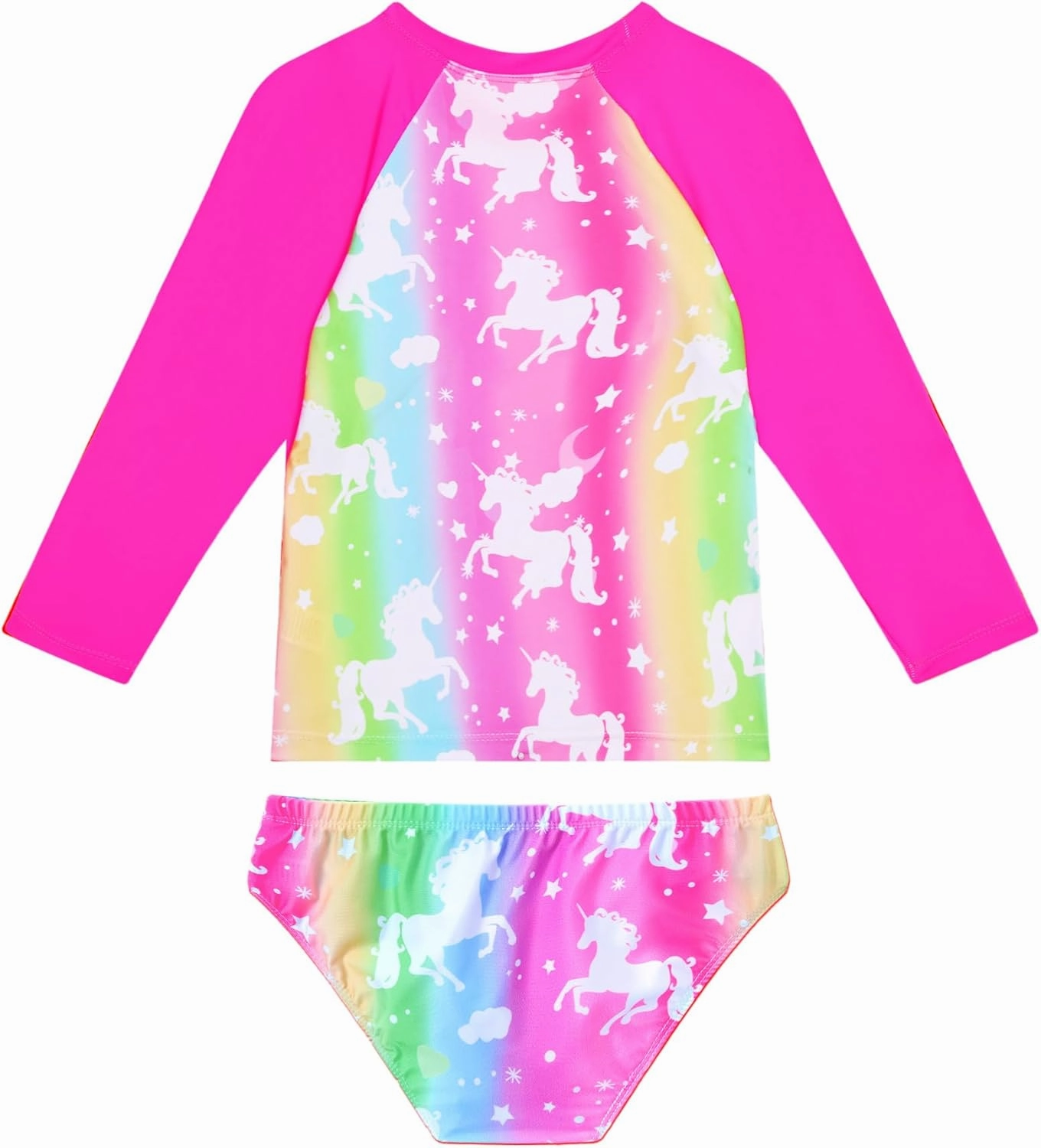 Snowheart Girls Rash Guard Sets Long Sleeves Swimsuit 2 Pieces Tankini Bathing Suit Swimwear for Girls 3-12 Years