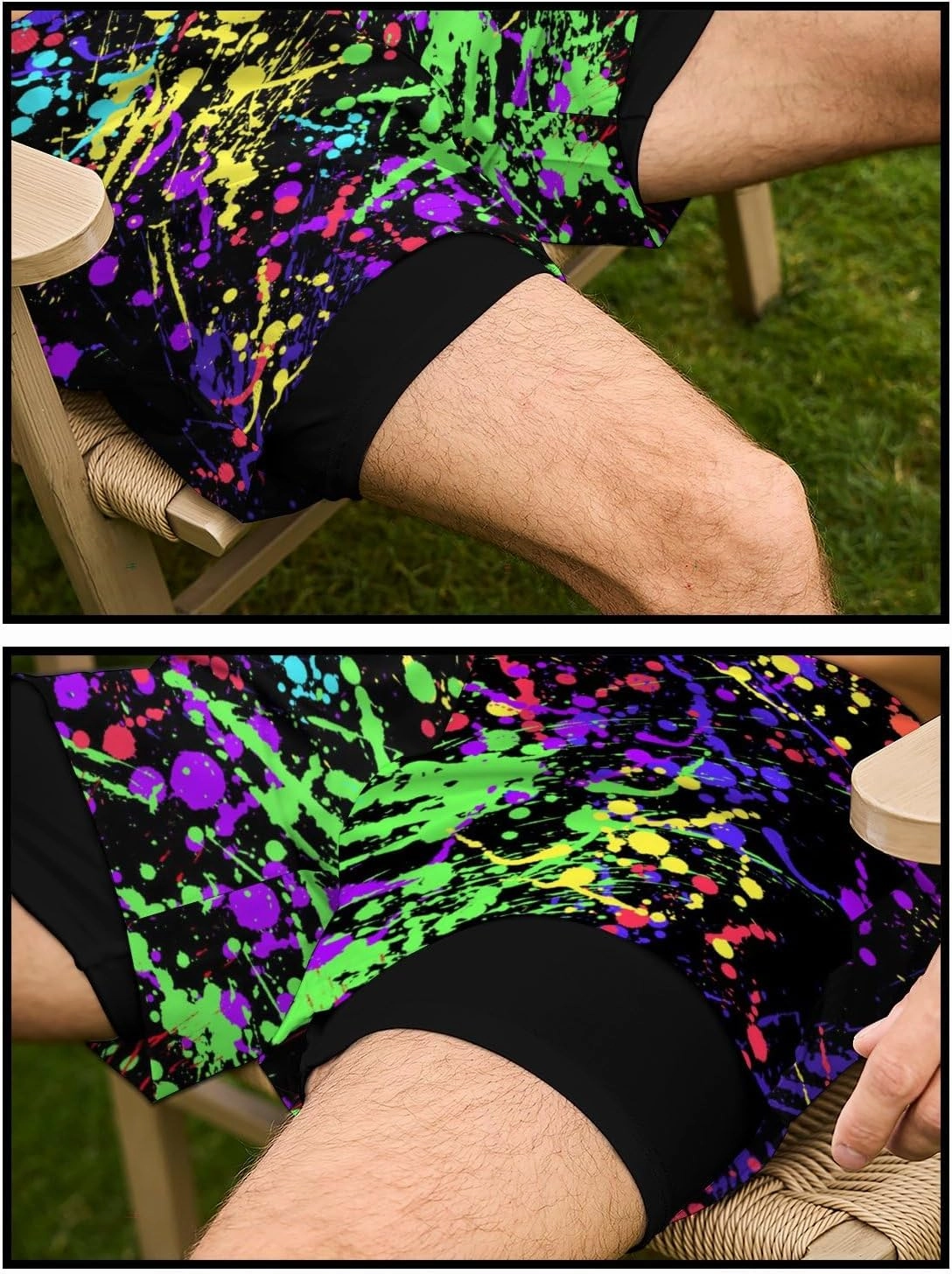 Socira Men's Swim Trunks with Compression Liner, Quick Dry Mens 2 in 1 Swimming Trunks Men Beach Bathing Suits Swimsuit