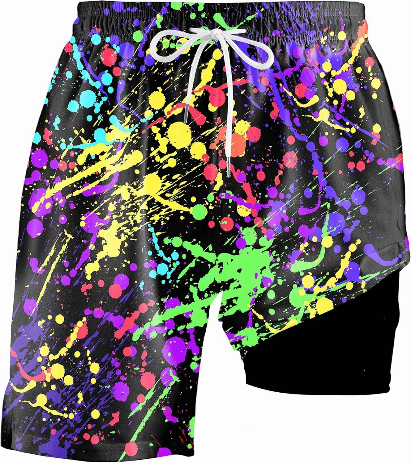 Socira Men's Swim Trunks with Compression Liner, Quick Dry Mens 2 in 1 Swimming Trunks Men Beach Bathing Suits Swimsuit
