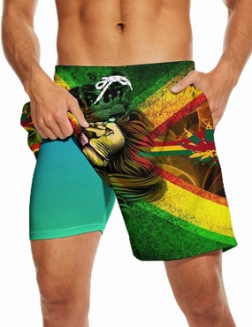 Socira Men's Swim Trunks with Compression Liner, Quick Dry Mens 2 in 1 Swimming Trunks Men Beach Bathing Suits Swimsuit