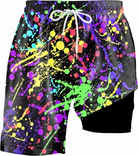 Socira Men's Swim Trunks with Compression Liner, Quick Dry Mens 2 in 1 Swimming Trunks Men Beach Bathing Suits Swimsuit