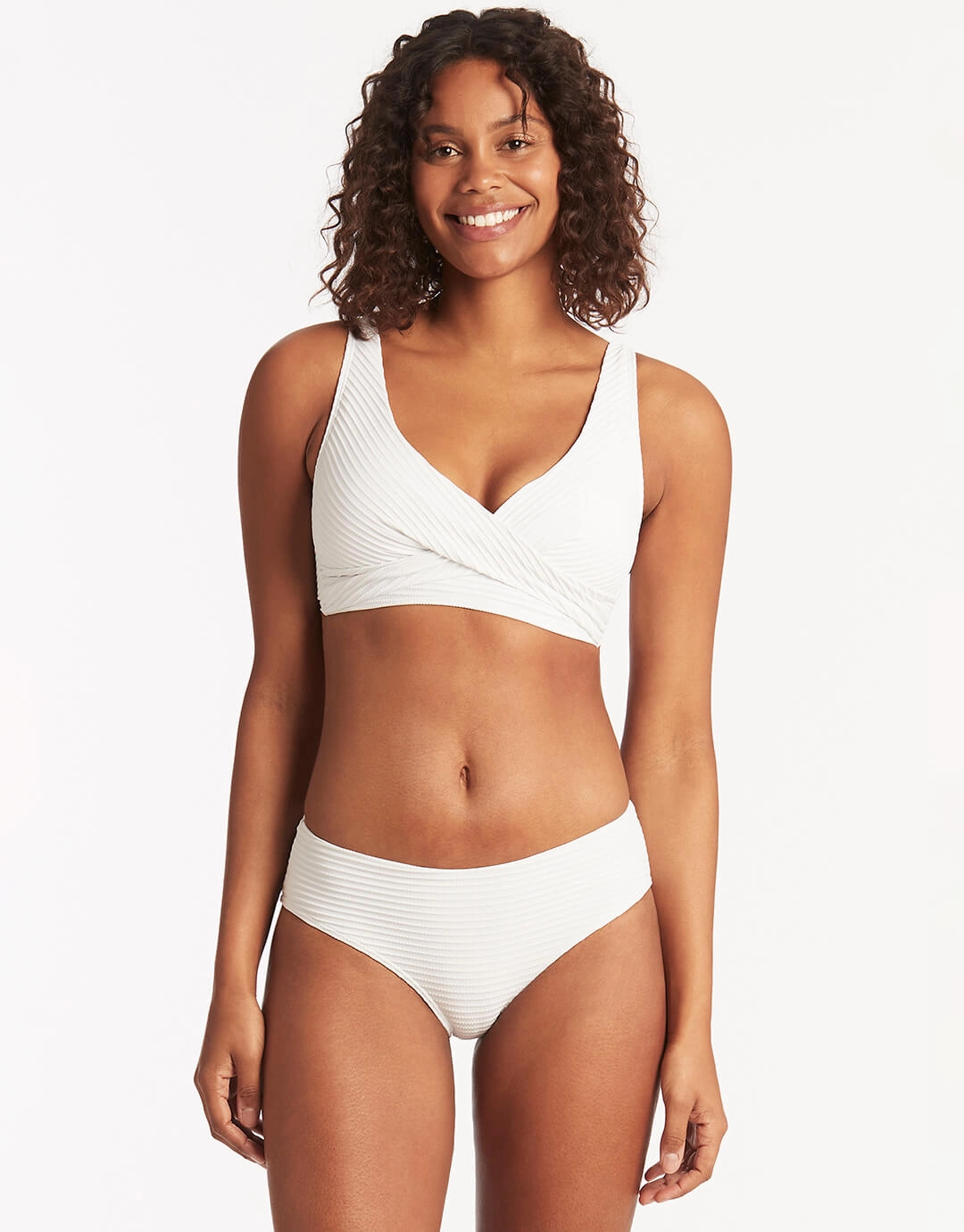 Spinnaker Cross Front Multi-Fit Bikini Top - White