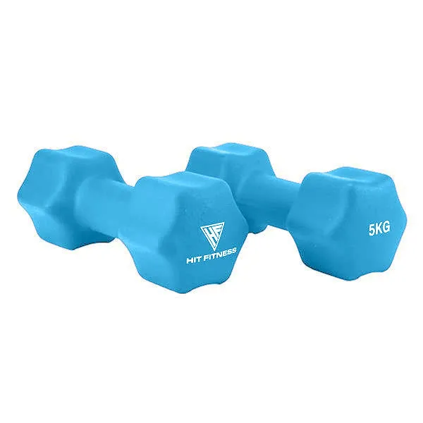 Hit Fitness Neoprene Studio Dumbbells | 5kg Pair, TENS unit muscle stimulator, Kids trampoline, Plate Loaded Equipment