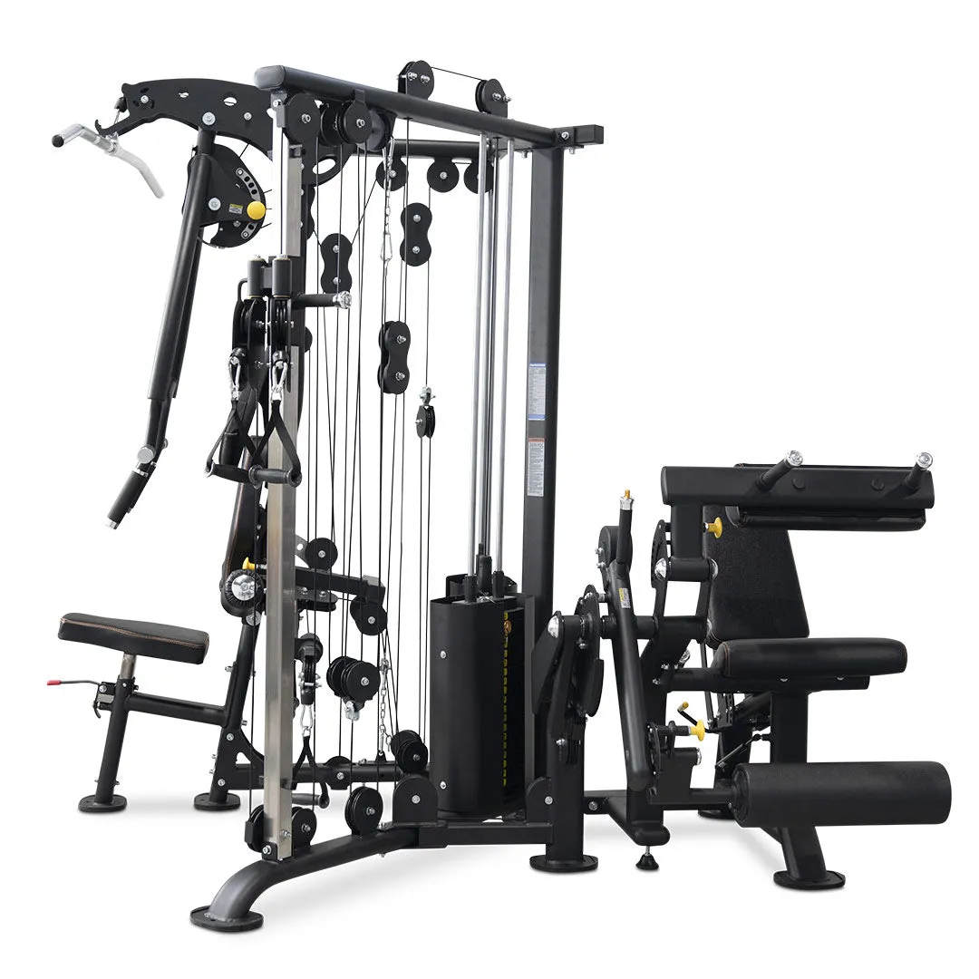 Reeplex Falcon 3 Station Multi-Gym with Leg Extension & Hamstring Curl, Rubber Hex Dumbbells, Cable machine attachments