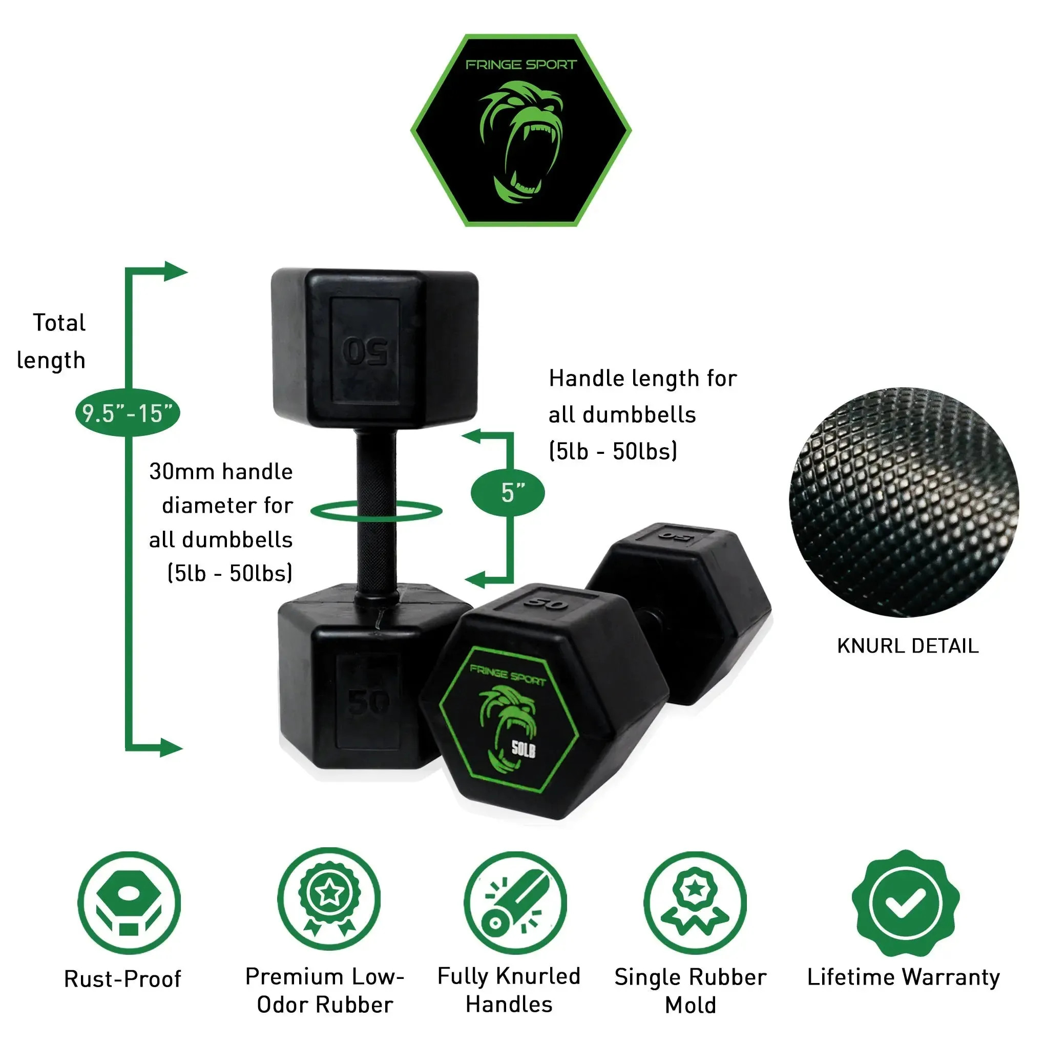 Silverback Rubber Coated Dumbbells, Full Functions, Lifting straps for gym, Speed Ropes