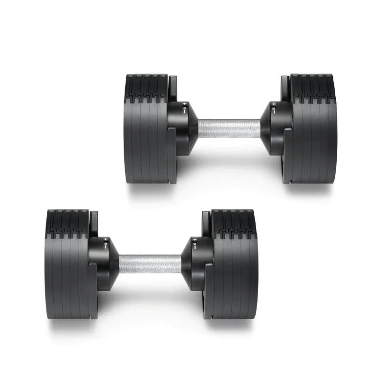 SMRTFT Nobells - 5-50lb Adjustable Dumbbell Pair - Classic, Leg Machines, Deadlift platform, Mini trampoline rebounder