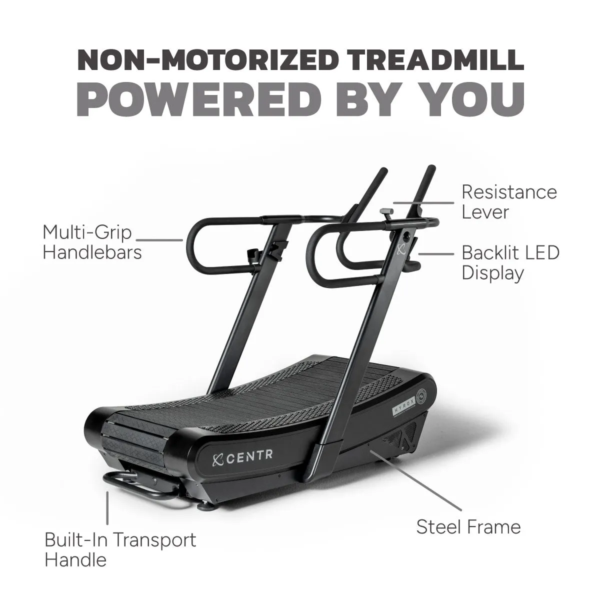 Centr x HYROX Perform Tread, Overhead pulley storage, Weight Plates
