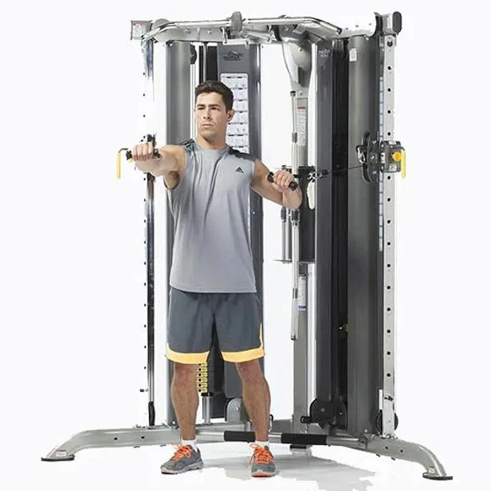 TuffStuff Evolution - CXT-200 Corner Dual-Stack Multi-Functional Trainer, Olympic Frisbee Set (With Stand), Bars, Doorway chin up bar