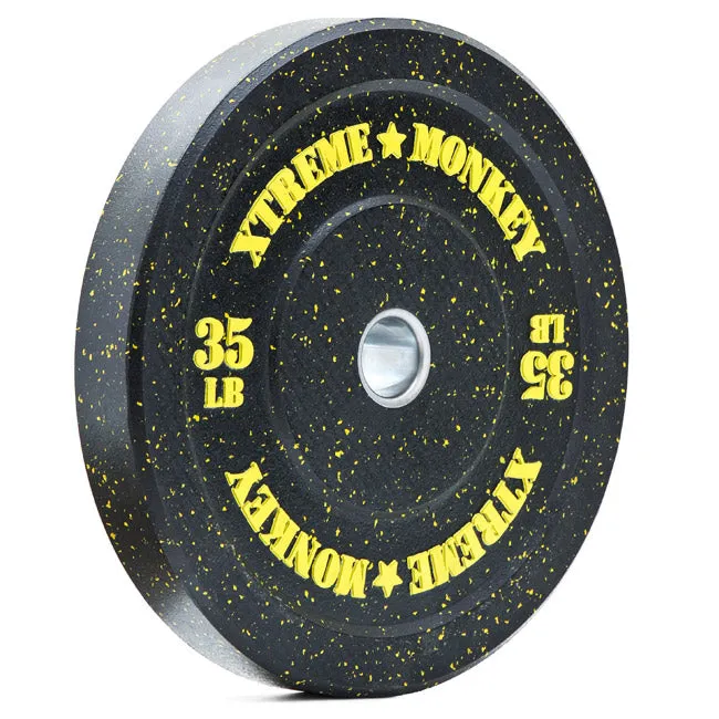 XM FITNESS 35lbs Crumb Rubber Bumper Plate, Heart rate monitor chest strap, Stretching,Flexibility, Gym bag with shoe compartment