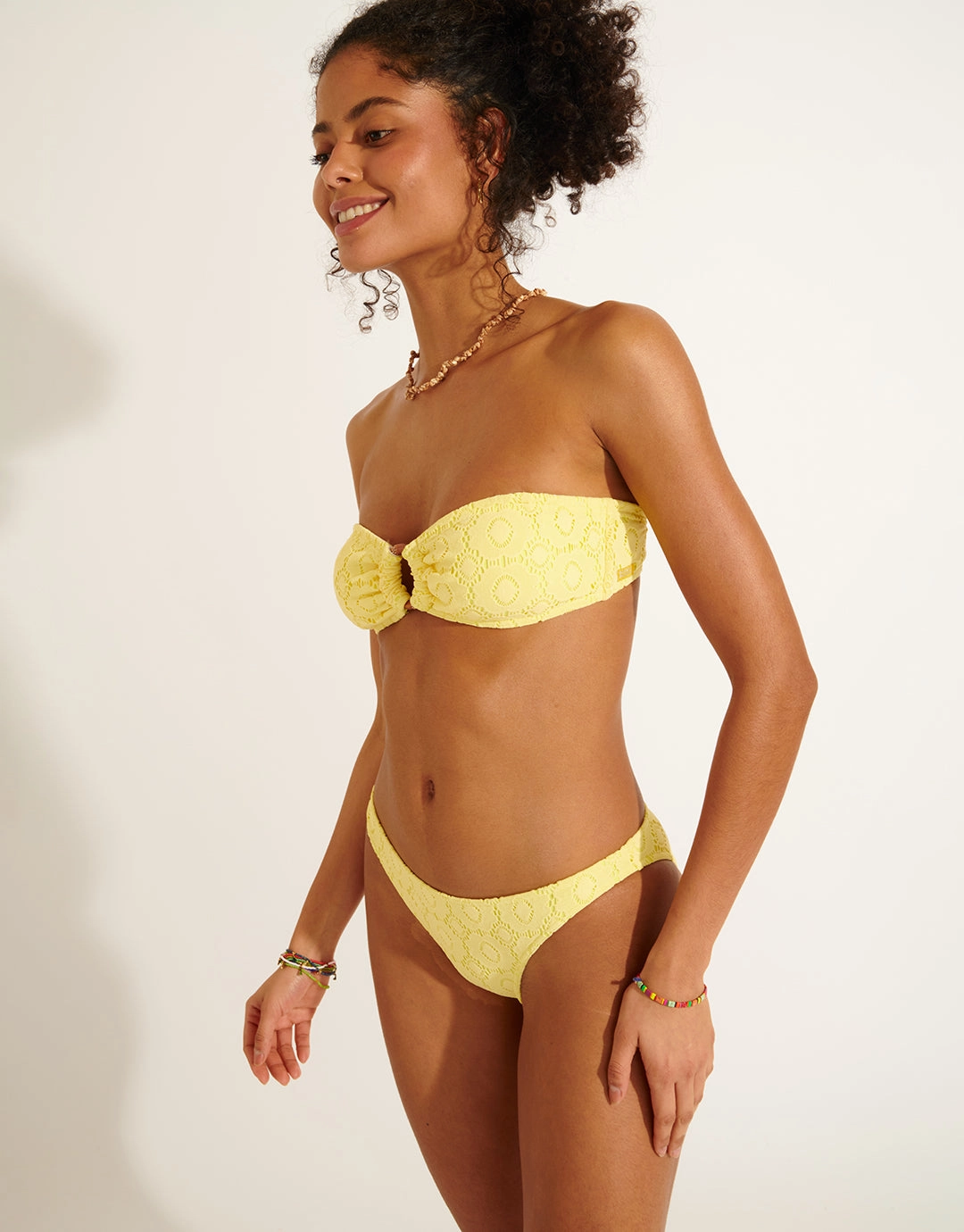 Sun Lace Myero Ring Bandeau Bikini Top - Yellow