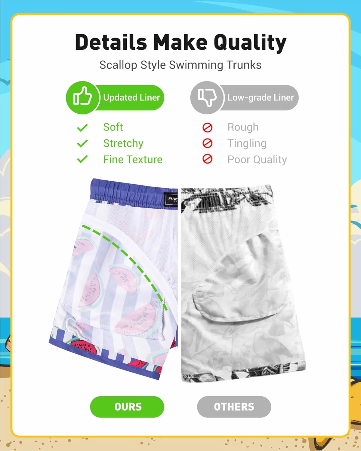 SURF CUZ Boys Swim Trunks Retro Toddler Boy Swimsuit Shorts Quick Dry Swimming Trunks Bathing Suit