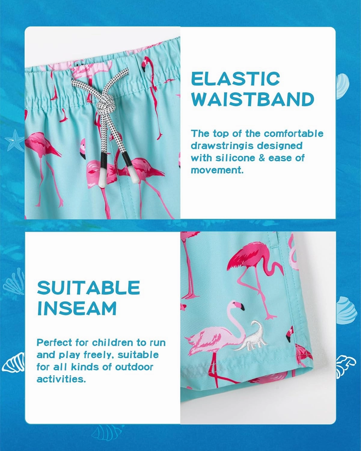SURF CUZ Boys Swim Trunks Toddler Swim Shorts UPF 50  Bathing Suit for Boy Swimsuit Quick Dry Mesh Beach Boardshorts Swimwear