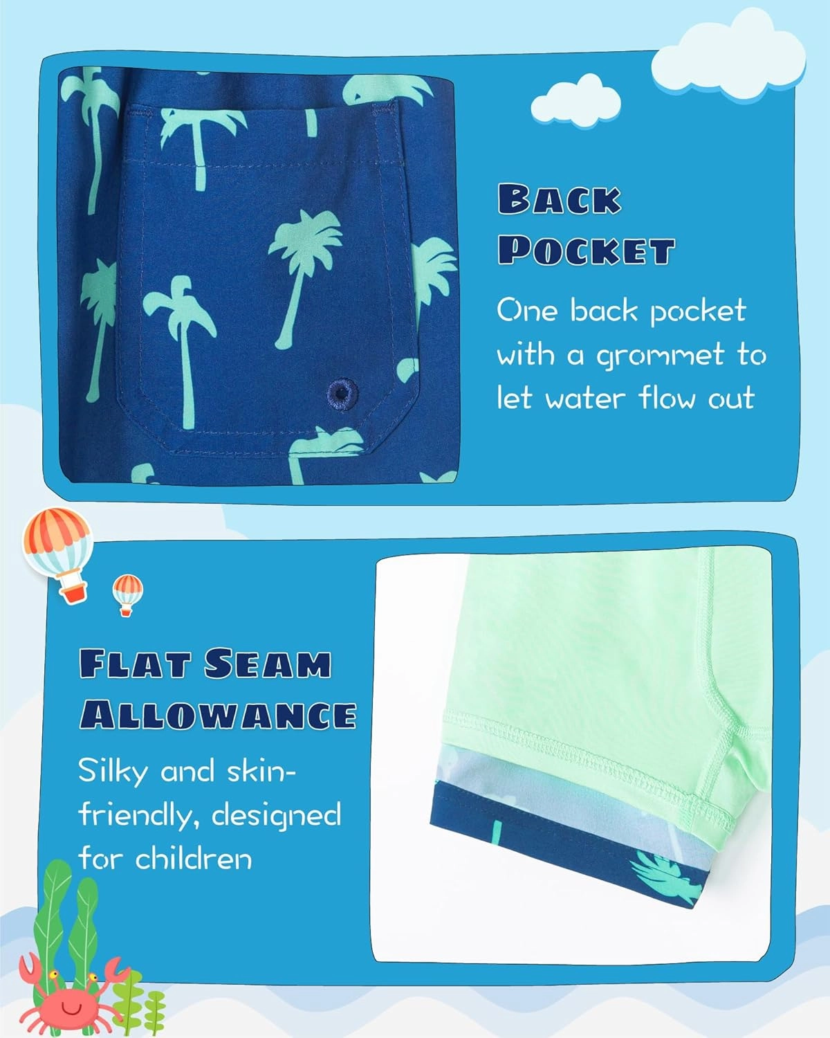 SURF CUZ Boys Swim Trunks with Boxer Brief Liner Toddler Boy Stretch Swimsuit Shorts Quick Dry Swimming Trunks Bathing Suit