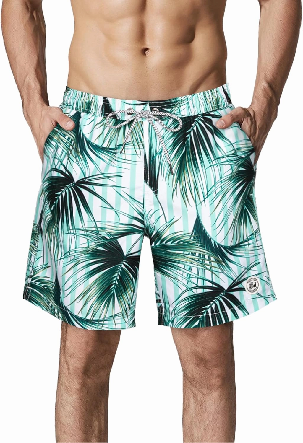 SURF CUZ Mens Swim Trunks 7" Swimming Trunks with Mesh Liner Quick Dry Swim Shorts for Men Swimwear Bathing Suits Pockets