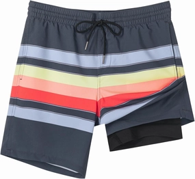 SURF CUZ Mens Swim Trunks with Compression Liner Quick Dry Swim Shorts 7" Swimming Trunks Stretch Bathing Suit 7 Inch