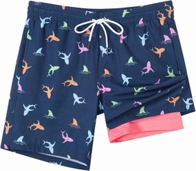 SURF CUZ Mens Swim Trunks with Compression Liner Quick Dry Swim Shorts 7" Swimming Trunks Stretch Bathing Suit 7 Inch
